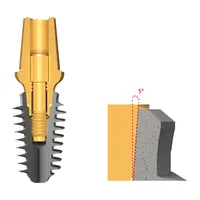 Cutaway of an abutment on a MegaGen AnyRidge implant, with a close-up of the connection