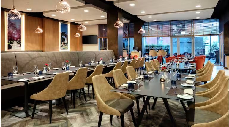 The restaurant at the Hilton Garden Inn Tirana
