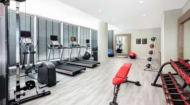 The gym at the Hilton Garden Inn Tirana