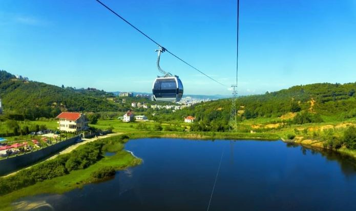 Dajti Mountain cable car with panoramic lake views