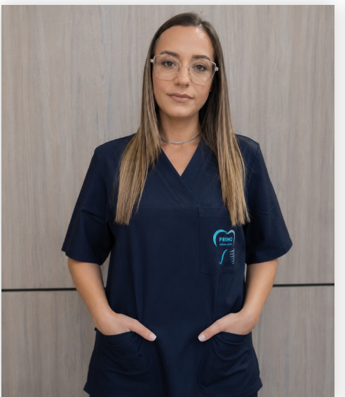 Dr Alma, maxillofacial surgeon at the Primo dental clinic in Tirana